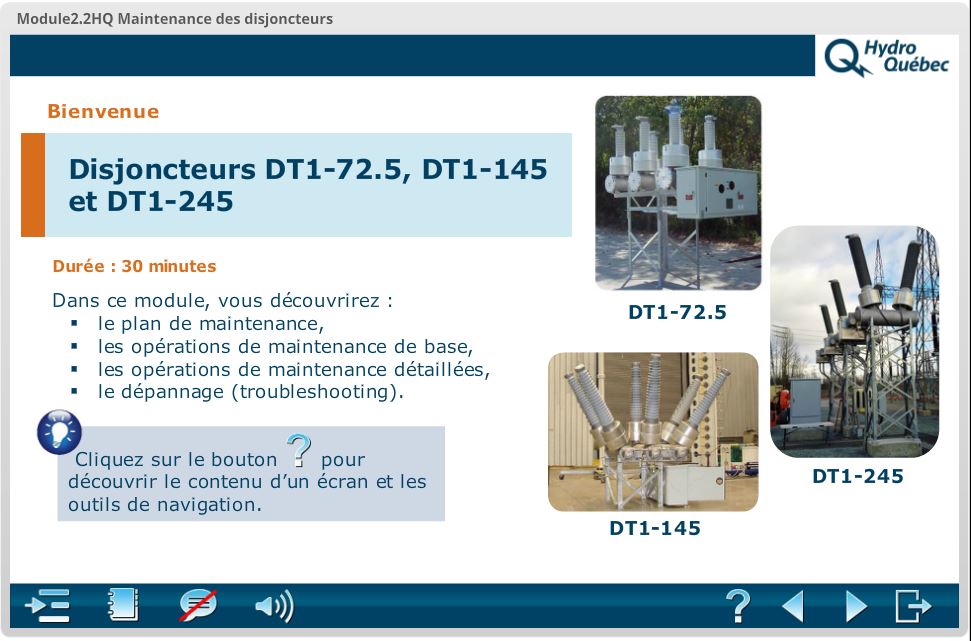 Illustration de la E-learning Maintenance Disjoncteur Hydro Quebec, réalisée par Toolearn pour ALSTOM GRID