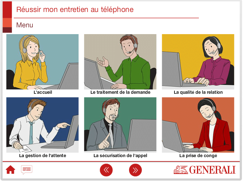 Module e-learning sur mesure GENERALI Entretien téléphonique